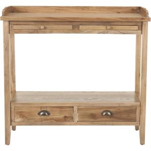 SAFAVIEH Home Collection – Peter Weathered Oak Console Table with Drawers & Shelf, Secretary-Style Storage Console, Country Cottage Design (AMH6571A)(Oak)