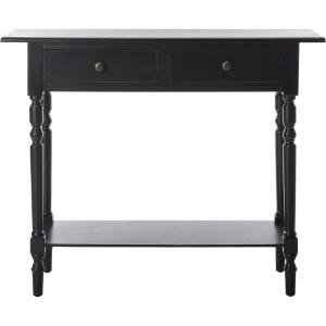 SAFAVIEH Home Collection – Rosemary Vintage Grey Console Table with Drawers & Shelf, Classic Contemporary Storage Console, Turned Leg Design (AMH5705A)(Distressed Black)