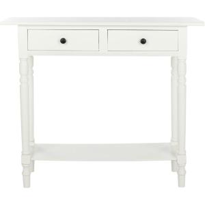 SAFAVIEH Home Collection – Rosemary Vintage Grey Console Table with Drawers & Shelf, Classic Contemporary Storage Console, Turned Leg Design (AMH5705A)(Distressed Cream)