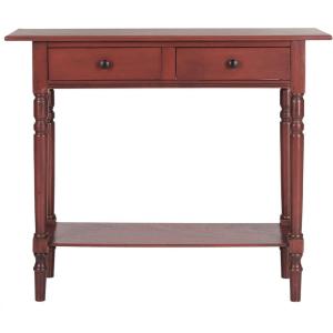SAFAVIEH Home Collection – Rosemary Vintage Grey Console Table with Drawers & Shelf, Classic Contemporary Storage Console, Turned Leg Design (AMH5705A)(Red)