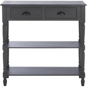 SAFAVIEH Home Collection – Vintage White Console Table with Drawers & Shelves, Coastal Cottage Storage Console, Spindle Leg Design (AMH5732B)(Grey)