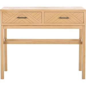 SAFAVIEH Home Collection Ajana Distressed White 2-Drawer Console Table(Camel)