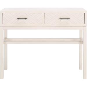 SAFAVIEH Home Collection Ajana Distressed White 2-Drawer Console Table(Distressed White)