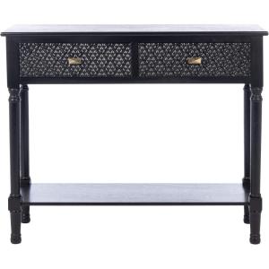 SAFAVIEH Home Collection Halton Camel Brown 2-Drawer Console Table for Living Room Foyer Bedroom Hallway Entryway Office(Black)