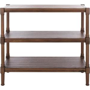 SAFAVIEH Home Collection Rafiki Black 3-Shelf Console Table CNS5715B(Brown)