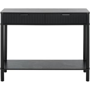 SAFAVIEH Home Collection Thurston Desert Brown 2-Drawer Console Table for Entryway, Living Room, Foyer(Matt Black)