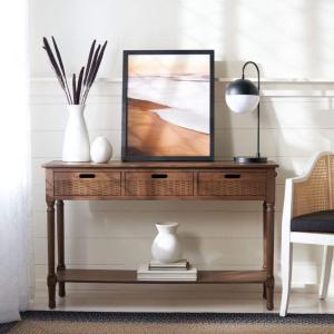 Safavieh Home Collection Landers Distressed 3-Drawer Console Table CNS5711A, Distrssed White(Brown)