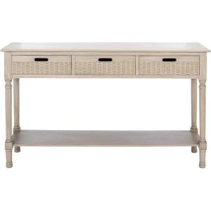 Safavieh Home Collection Landers Distressed 3-Drawer Console Table CNS5711A, Distrssed White(Greige)