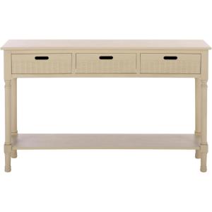 Safavieh Home Collection Landers Distressed 3-Drawer Console Table CNS5711A, Distrssed White(Sand)