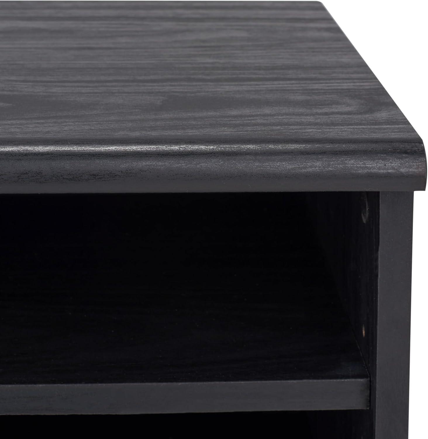 image:imageSAFAVIEH Aurelio TV Stand for up to 55 Flatscreen Walnut Brown 1 Sliding Door with Interior Storage and Open Shelves Entertainment Media Console MED9600ABlack