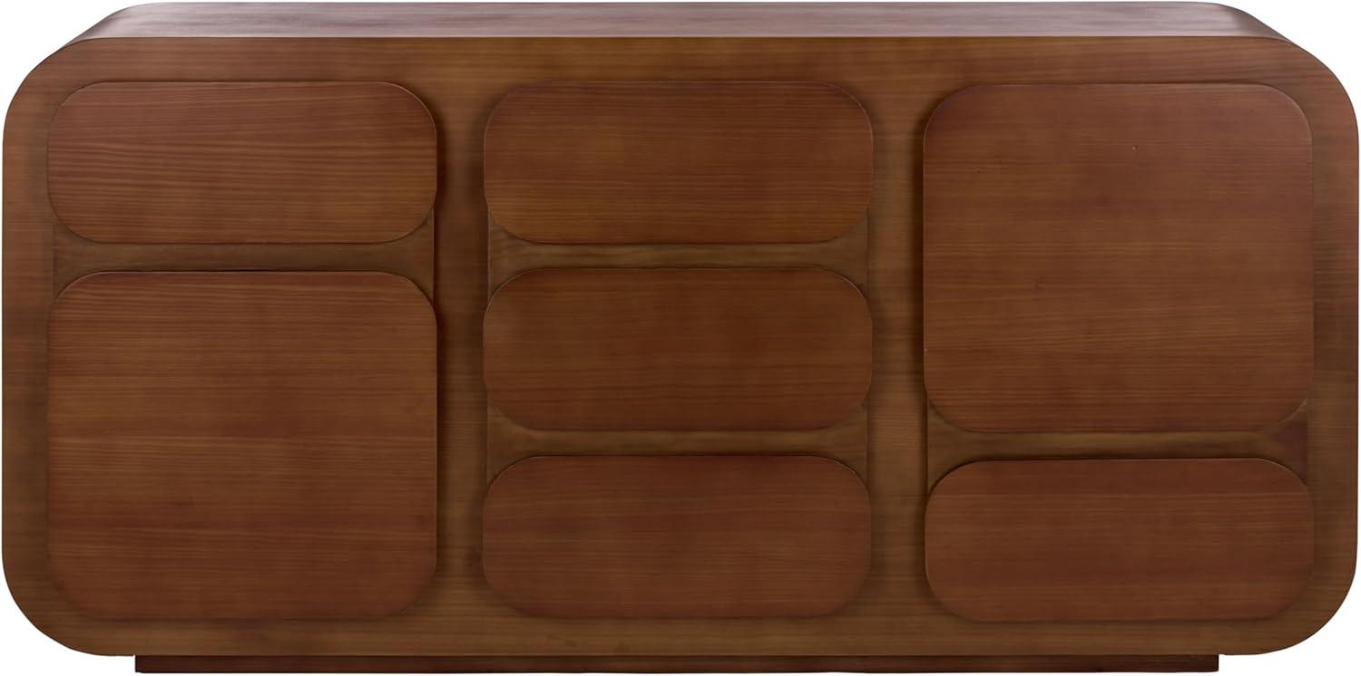 image:imageSAFAVIEH Couture Collection Herald Brown Wood Sideboard Modern 3Shelf Storage Cabinet Fully Assembled SFV5547ABrown