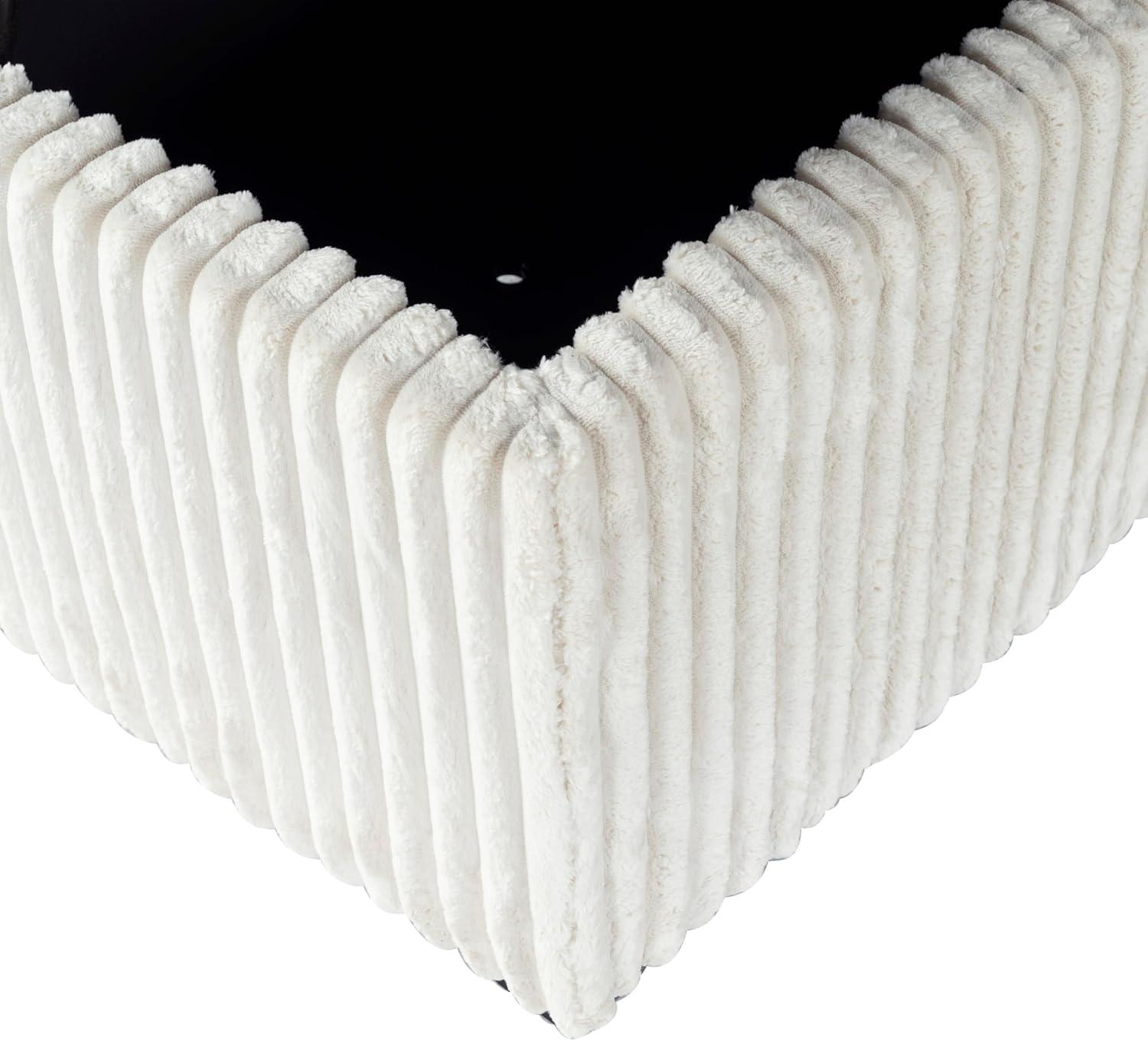 image:imageSAFAVIEH Couture Collection Lynzie Grey Corduroy Storage Bench Channel Tufted Upholstered Seat with Hidden Storage Modern Accent Furniture SFV6114BIvory