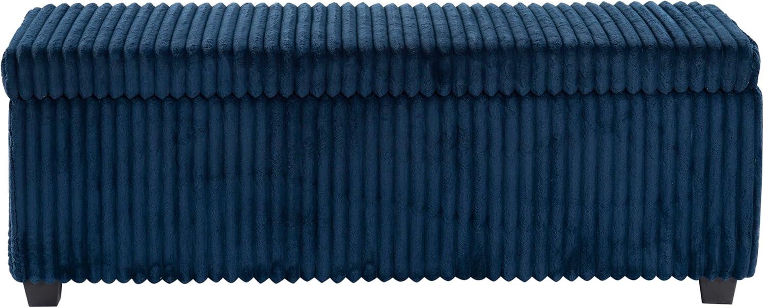 image:imageSAFAVIEH Couture Collection Lynzie Grey Corduroy Storage Bench Channel Tufted Upholstered Seat with Hidden Storage Modern Accent Furniture SFV6114BNavy