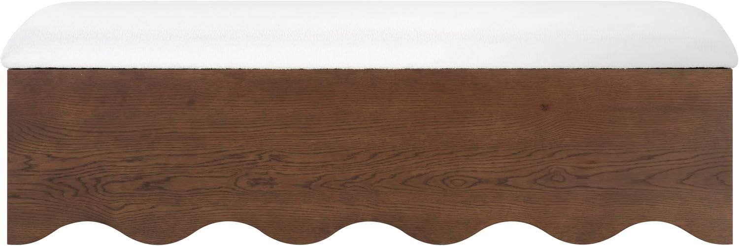 image:imageSAFAVIEH Couture Collection Roseandrea Walnut amp White Storage Bench with Cushion Top Modern Scalloped Base Fully Assembled SFV4255BWalnutWhite