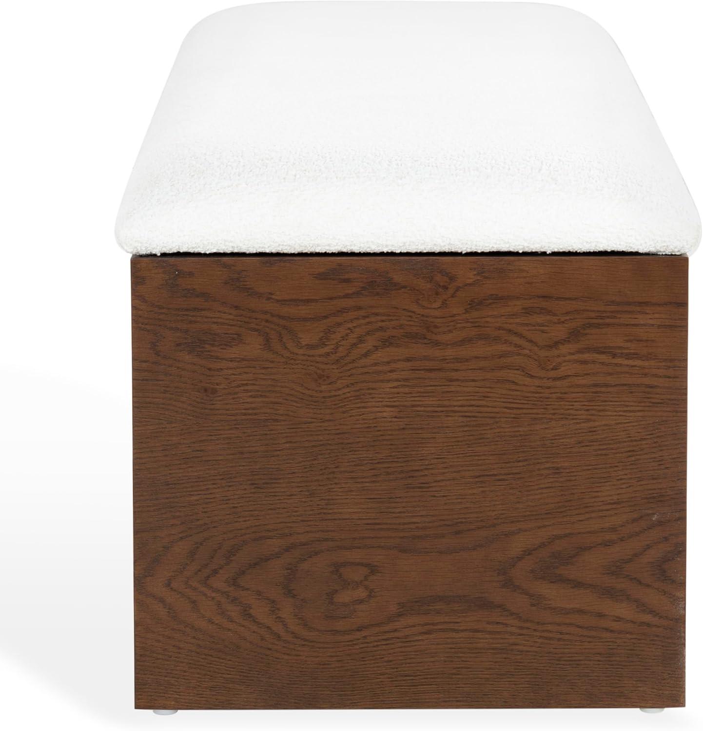 image:imageSAFAVIEH Couture Collection Roseandrea Walnut amp White Storage Bench with Cushion Top Modern Scalloped Base Fully Assembled SFV4255BWalnutWhite