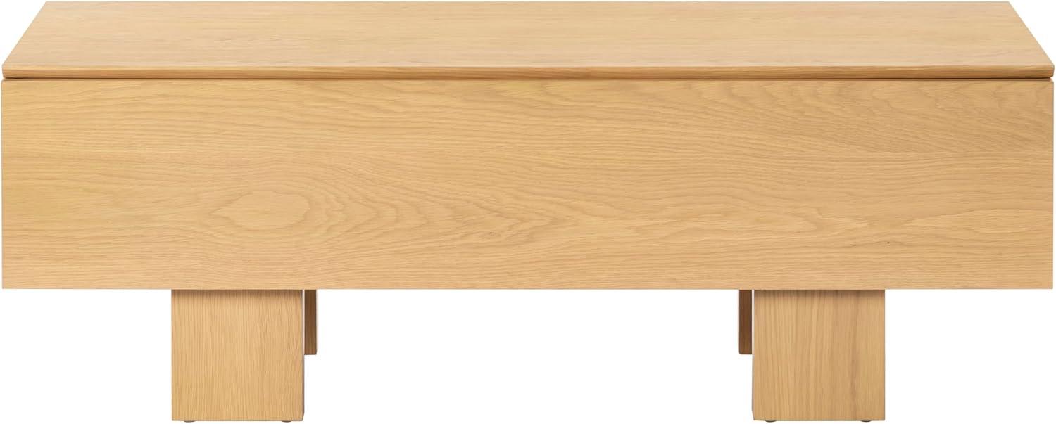 image:imageSAFAVIEH Couture Collection Sherianya Walnut Brown Wood Storage Bench Modern Rectangular Design with Block Legs SFV4256BNatural