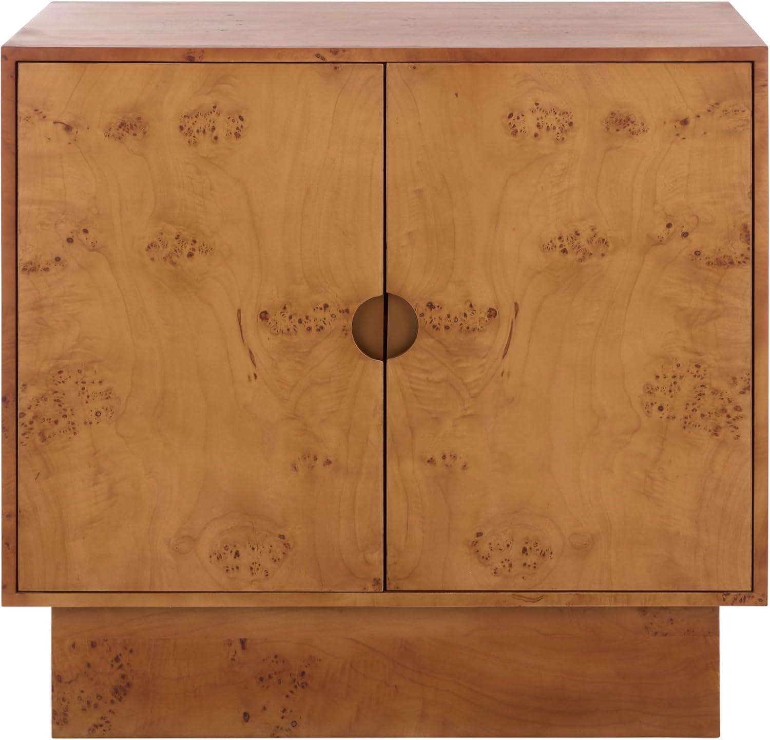 image:imageSAFAVIEH Couture Collection Tessly Walnut Burl Veneer Chest Modern Storage Cabinet with Shelf Fully Assembled SFV5549AWalnut BurlBrass