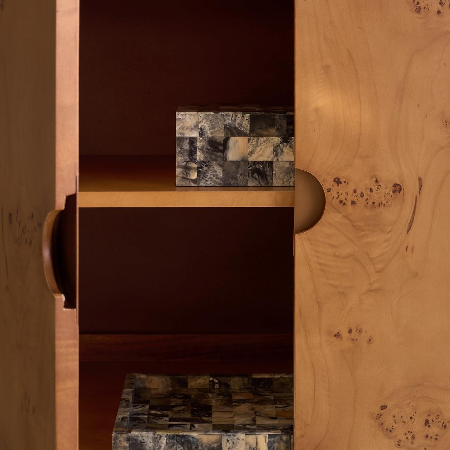 image:imageSAFAVIEH Couture Collection Tessly Walnut Burl Veneer Chest Modern Storage Cabinet with Shelf Fully Assembled SFV5549AWalnut BurlBrass