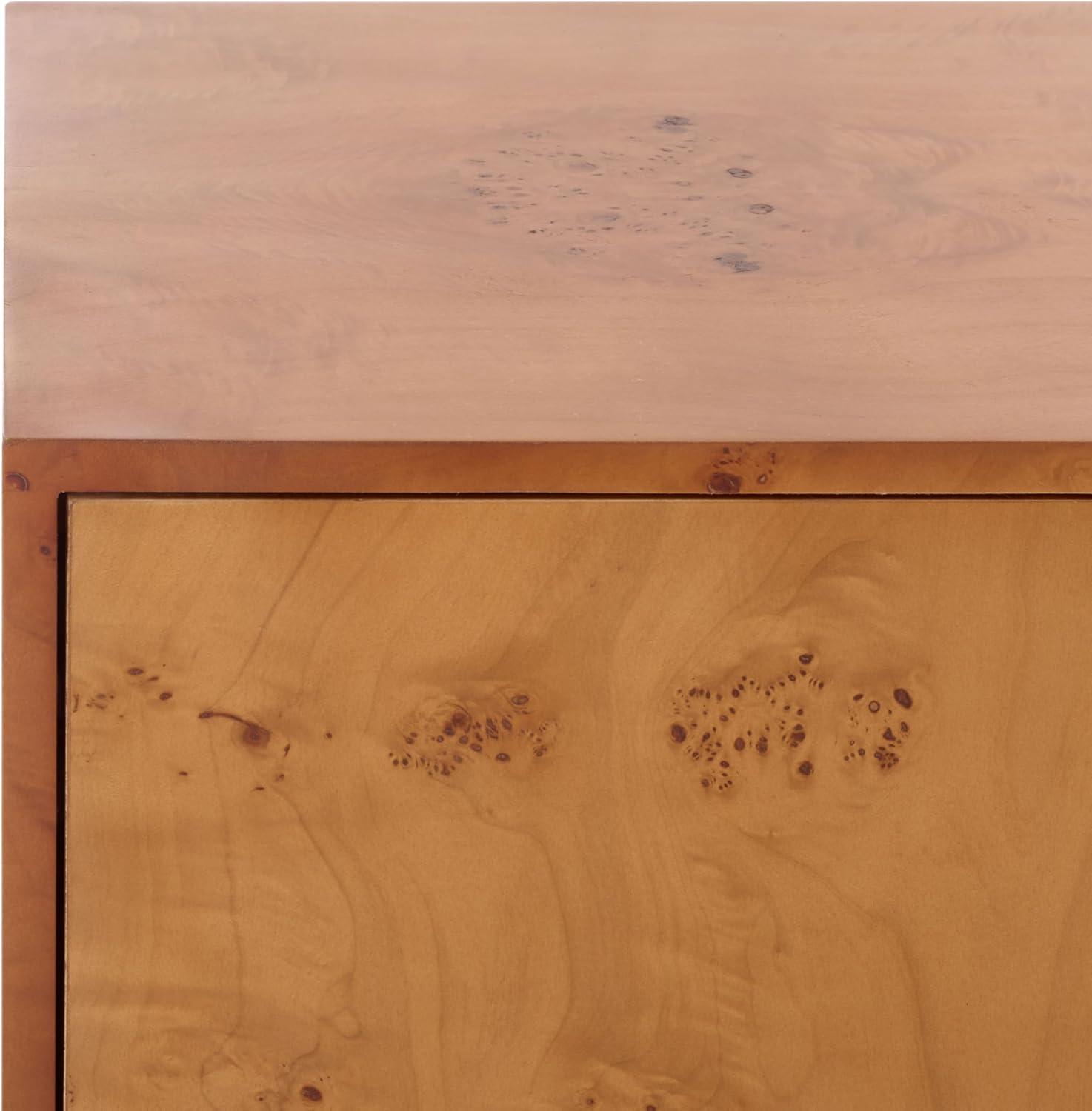 image:imageSAFAVIEH Couture Collection Tessly Walnut Burl Veneer Chest Modern Storage Cabinet with Shelf Fully Assembled SFV5549AWalnut BurlBrass