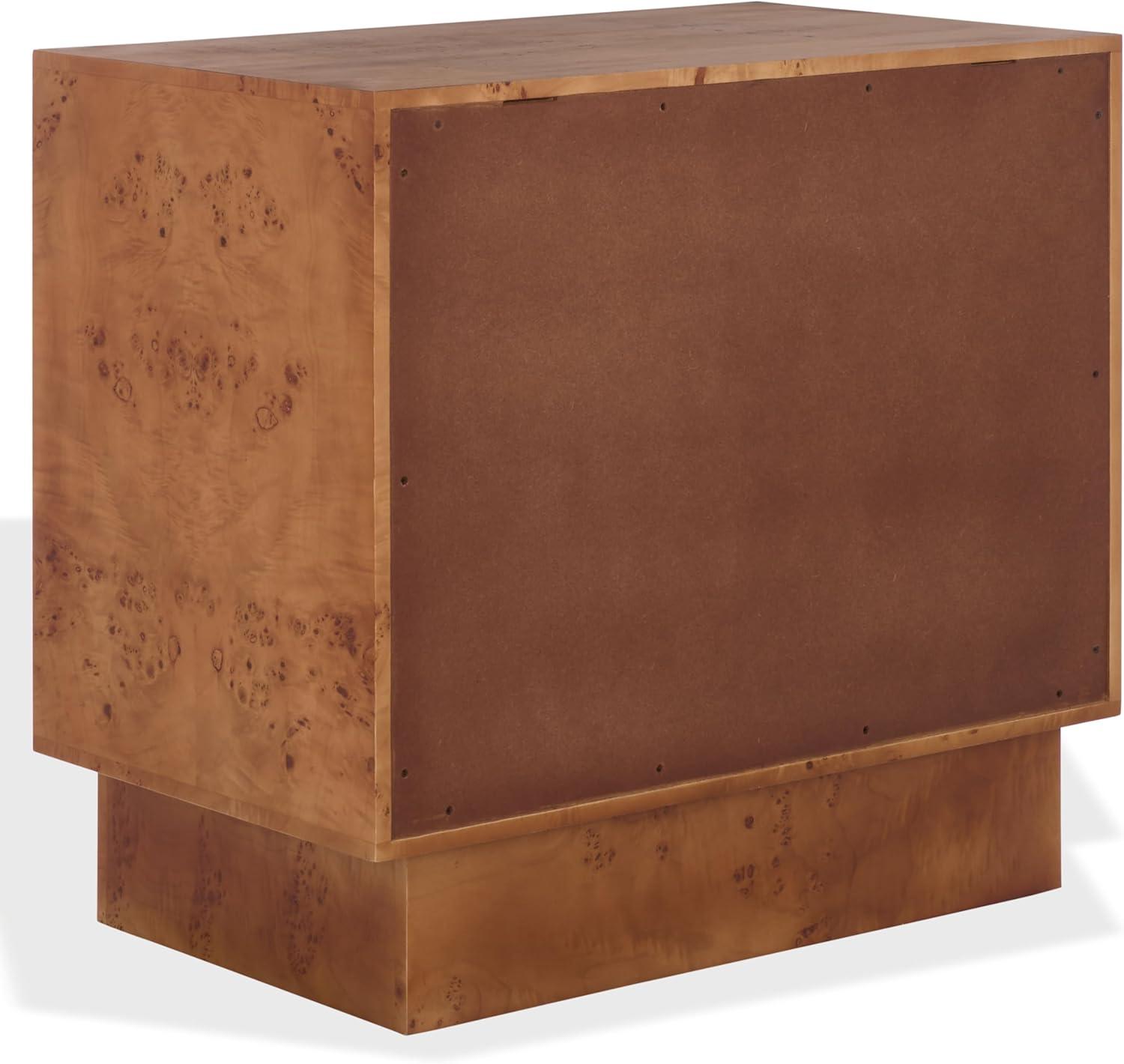 image:imageSAFAVIEH Couture Collection Tessly Walnut Burl Veneer Chest Modern Storage Cabinet with Shelf Fully Assembled SFV5549AWalnut BurlBrass