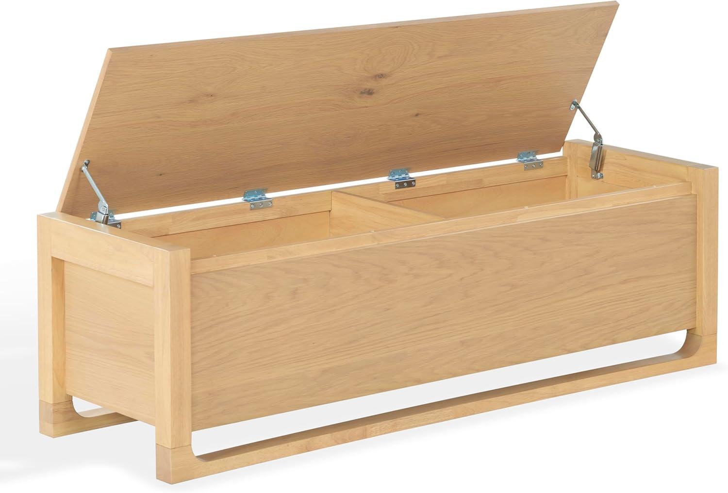 image:imageSAFAVIEH Couture Collection Tyrell Natural Brown Wood Storage Bench Modern OpenBase Design Fully Assembled SFV4257ANatural