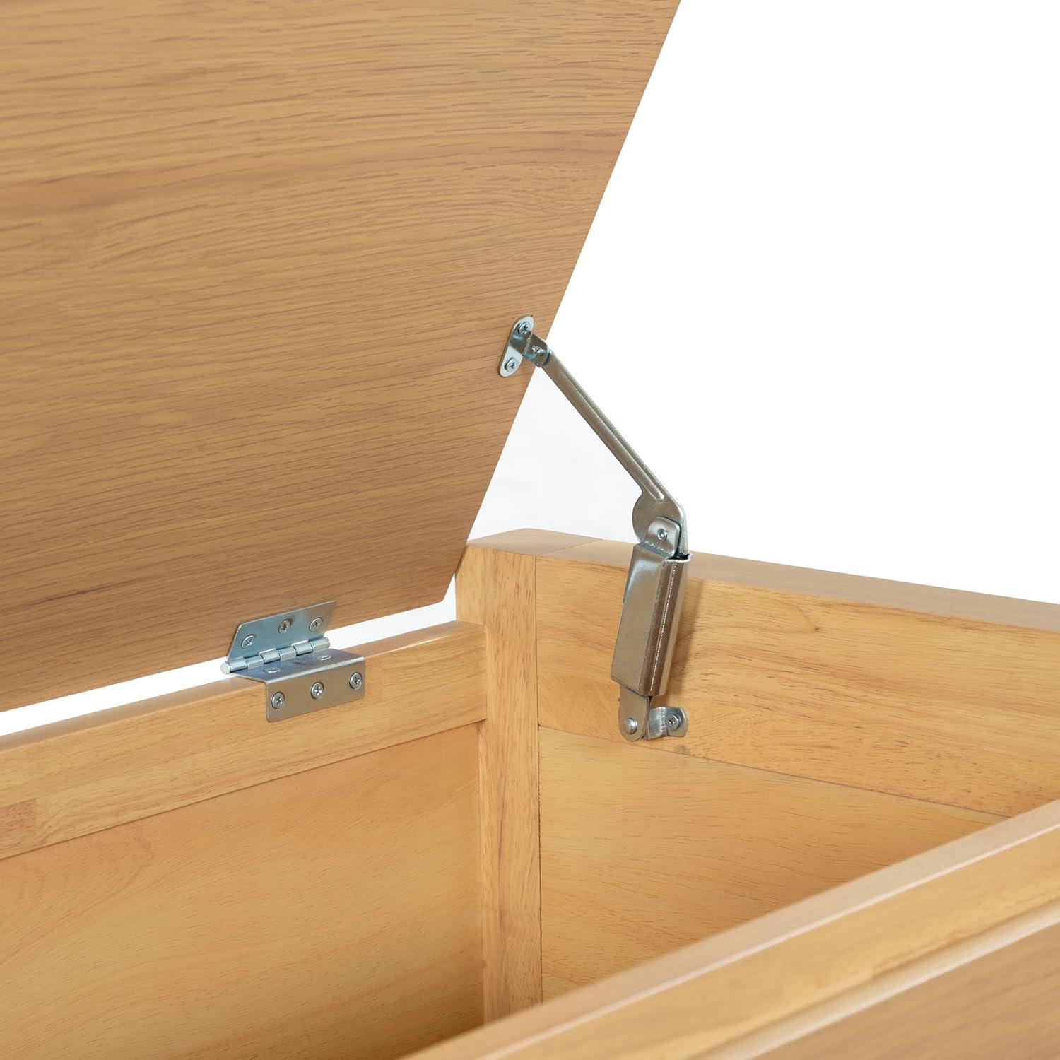 image:imageSAFAVIEH Couture Collection Tyrell Natural Brown Wood Storage Bench Modern OpenBase Design Fully Assembled SFV4257ANatural