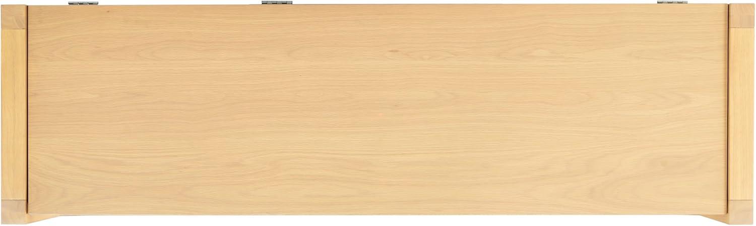 image:imageSAFAVIEH Couture Collection Tyrell Natural Brown Wood Storage Bench Modern OpenBase Design Fully Assembled SFV4257ANatural