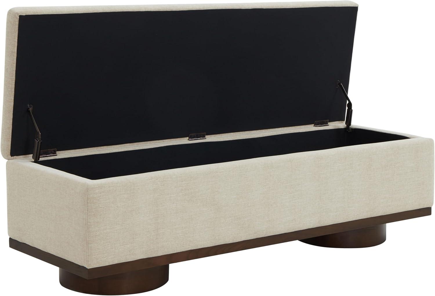 image:imageSAFAVIEH Couture Collection Vianna Boucle Storage Bench Black Upholstered Bench with Natural Wood Legs Modern Entryway Bedroom Accent Seating SFV5049CBeigeWalnut