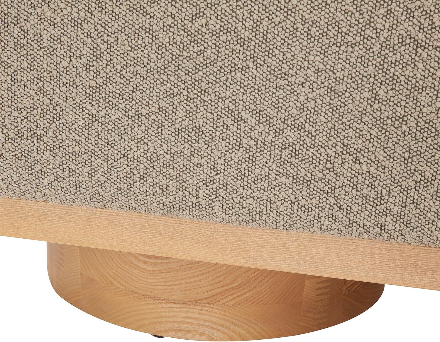 image:imageSAFAVIEH Couture Collection Vianna Boucle Storage Bench Black Upholstered Bench with Natural Wood Legs Modern Entryway Bedroom Accent Seating SFV5049CBrownNatural