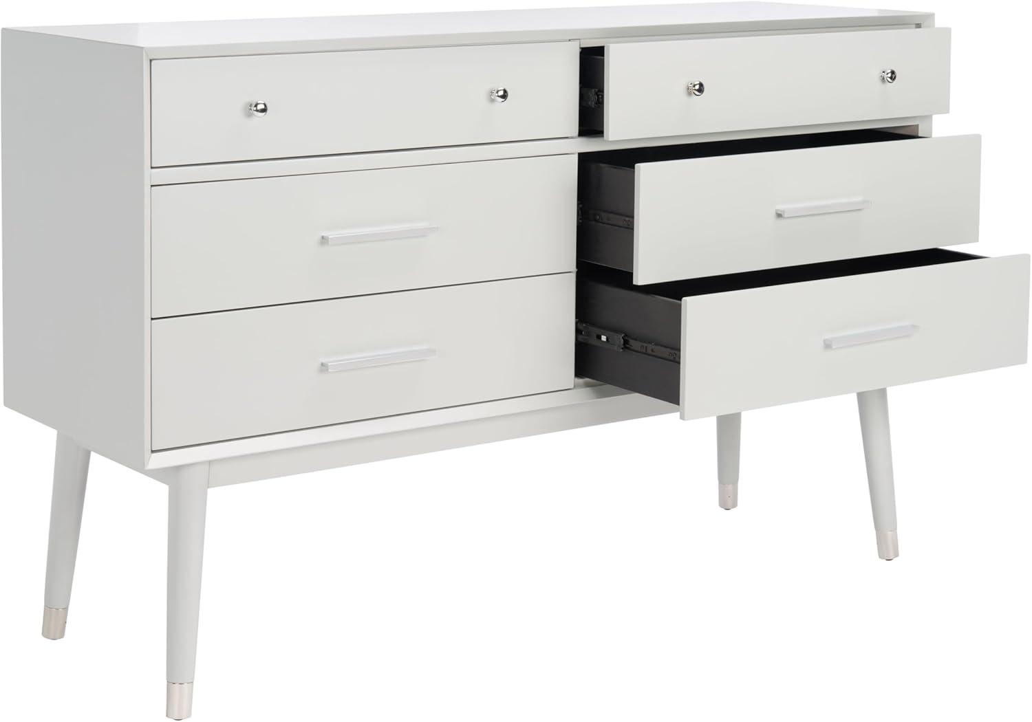 image:imageSAFAVIEH Couture Collection Zack Grey 6Drawer Wood Dresser with Silver Accents Modern Storage Chest DUP1004JGreySilver
