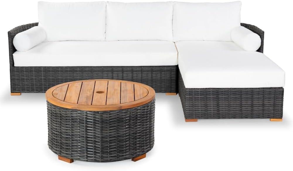 image:imageSAFAVIEH Couture Collection Anguilla Dark Grey Faux Wicker IndoorOutdoor Storage Coffee Table Fully Assembled