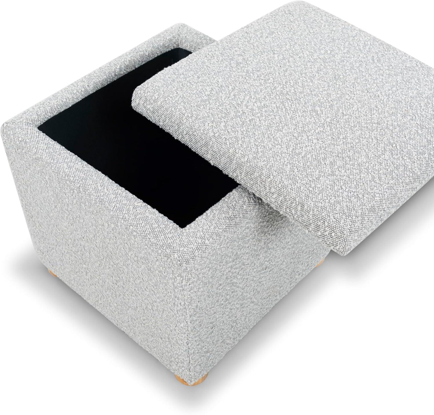 image:imageSAFAVIEH Couture Collection Becka Grey BoucleNatural Square Storage Ottoman Fully AssembledGreyNatural