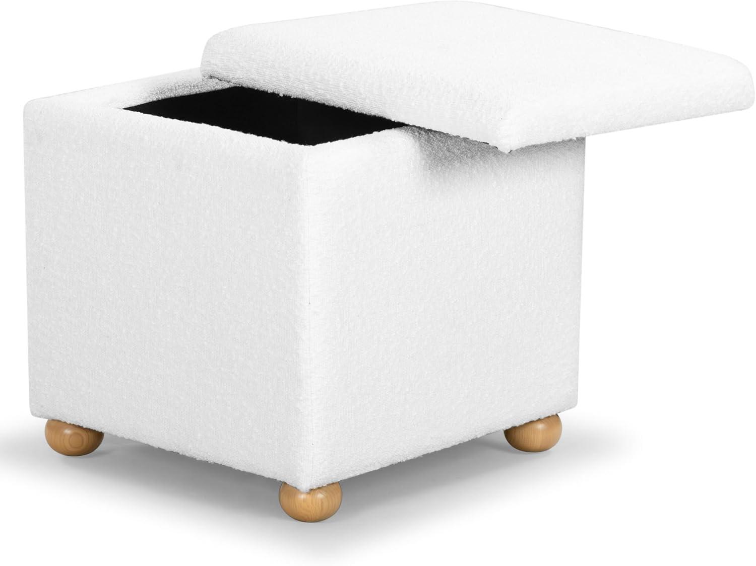 image:imageSAFAVIEH Couture Collection Becka Grey BoucleNatural Square Storage Ottoman Fully AssembledIvoryNatural