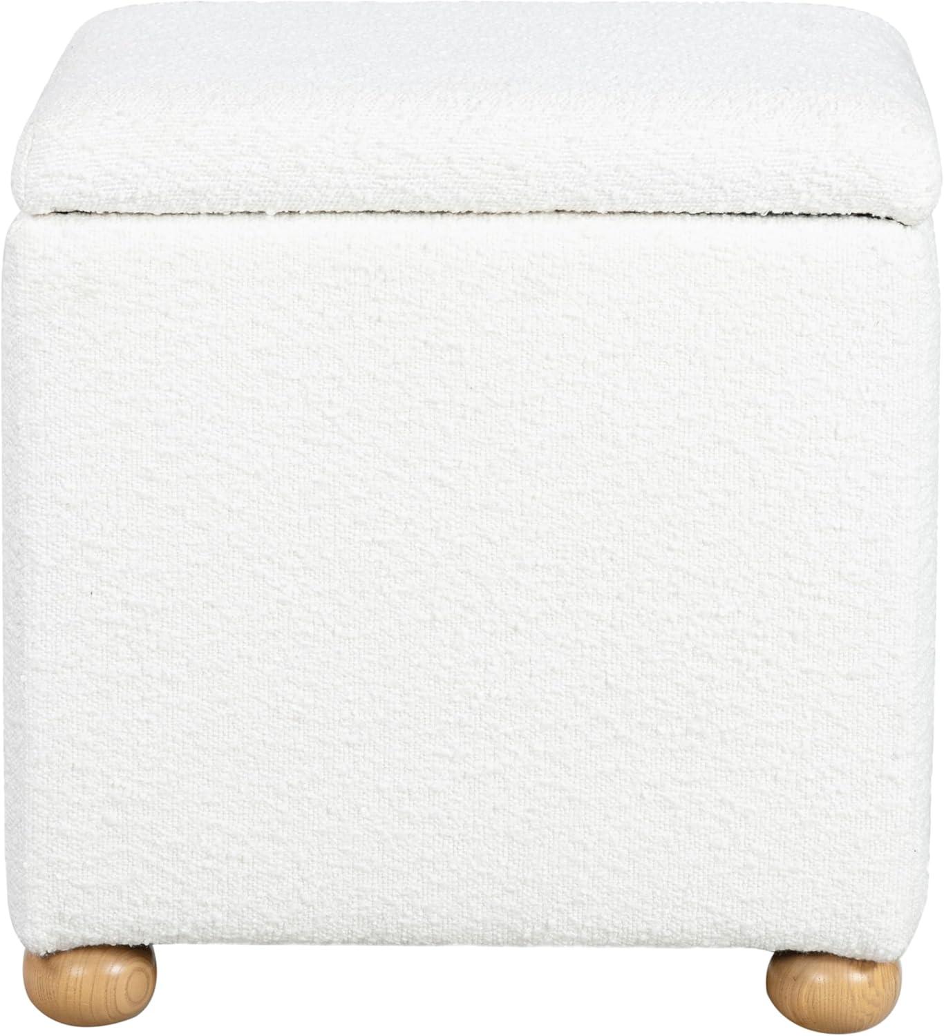 image:imageSAFAVIEH Couture Collection Becka Grey BoucleNatural Square Storage Ottoman Fully AssembledIvoryNatural