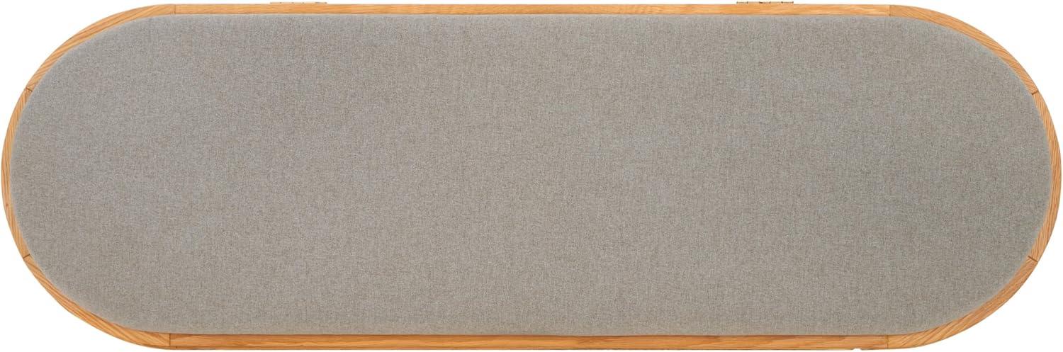 image:imageSAFAVIEH Couture Collection Dolly Coastal Natural CaneGrey Linen Cushion Seat Oval Storage Bench