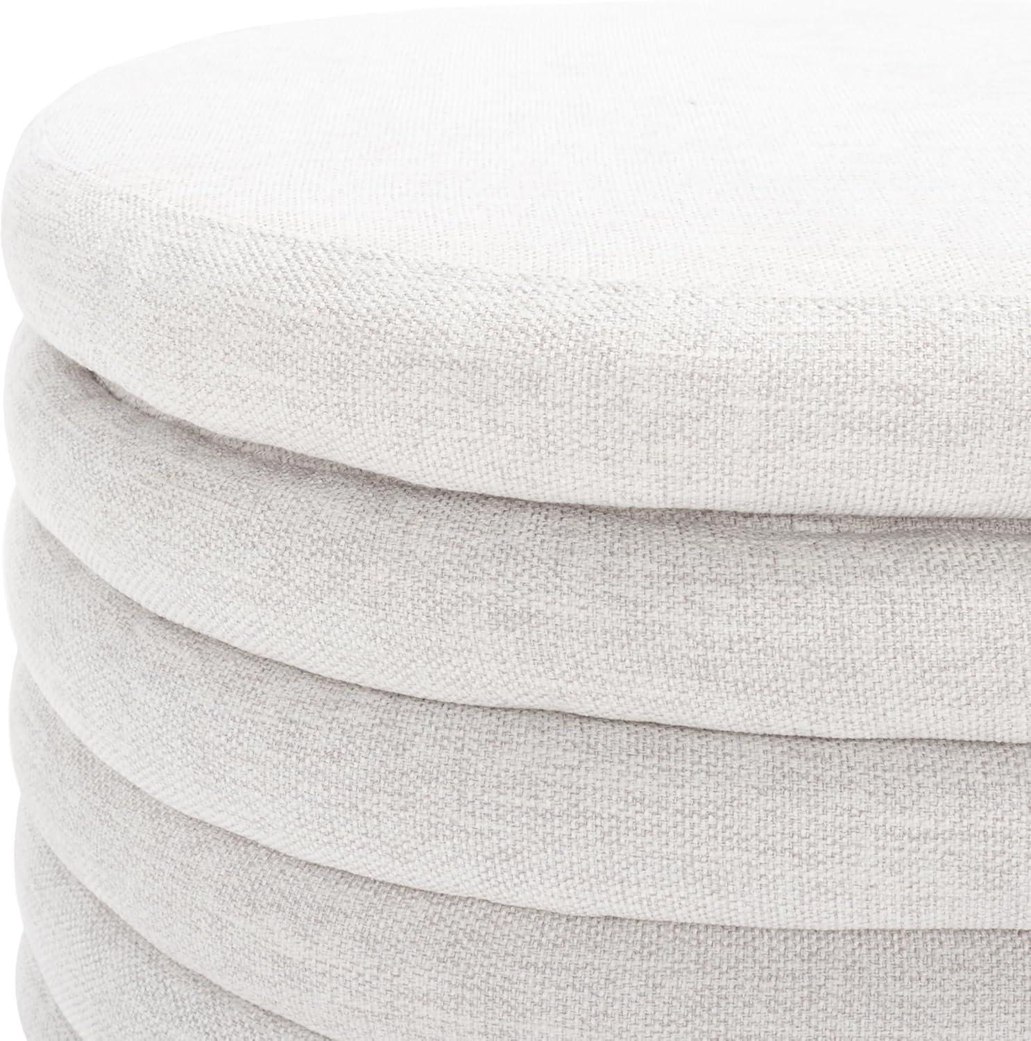 image:imageSAFAVIEH Couture Collection Jaymie Contemporary Taupe LinenBlack Oval Storage BenchTaupeBlack