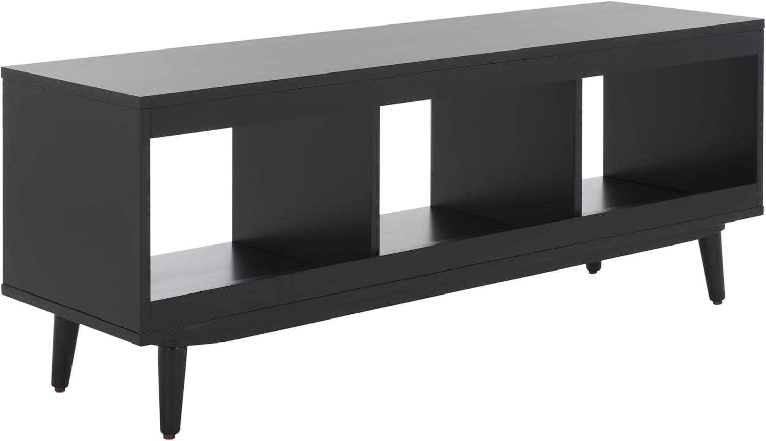 image:imageSAFAVIEH Cricket TV Stand for up to 55 Flatscreen Natural Acacia Open Shelf Design Entertainment Media Console MED5002ABlack