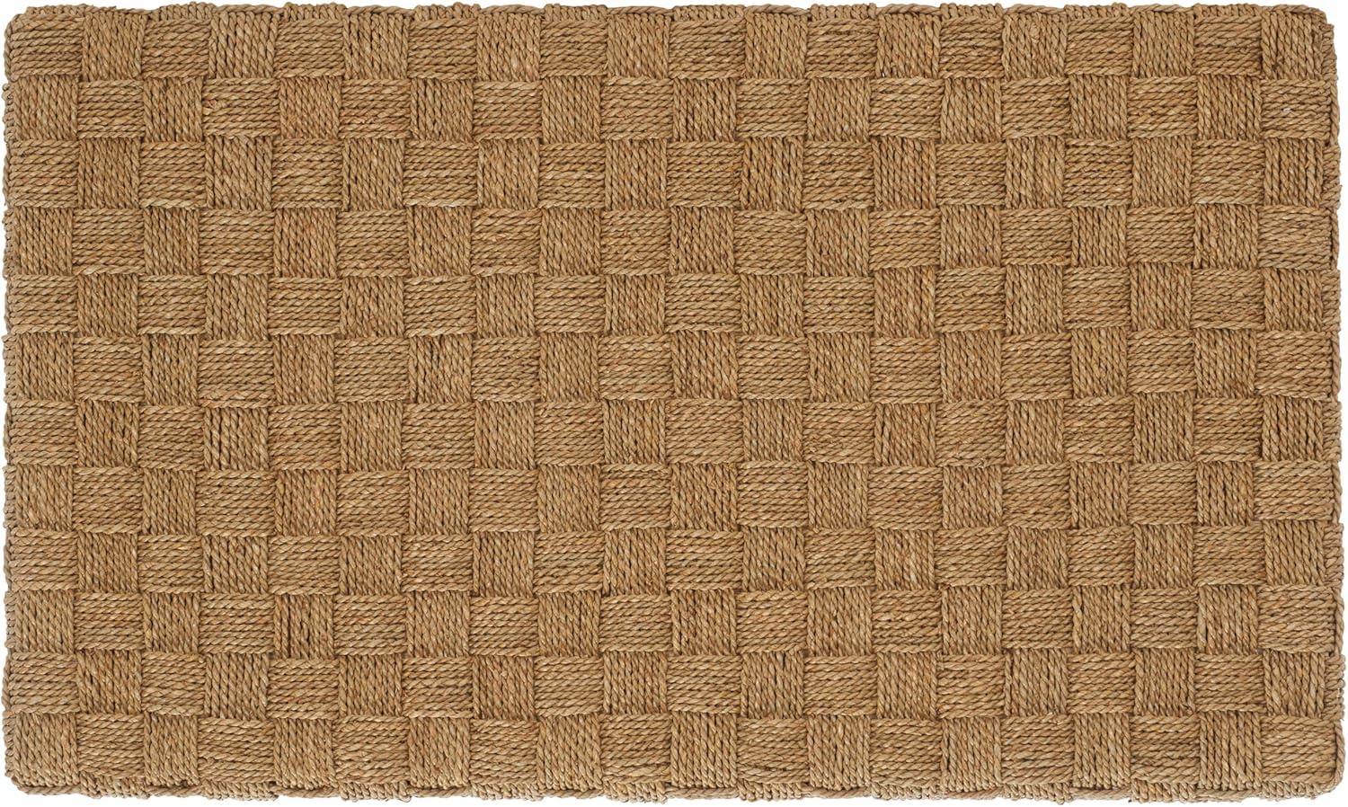 image:imageSAFAVIEH Home Collection Ashban Natural Seagrass Rectangular Rattan Storage Trunk Bench with Side Handles Fully Assembled SEA7036A