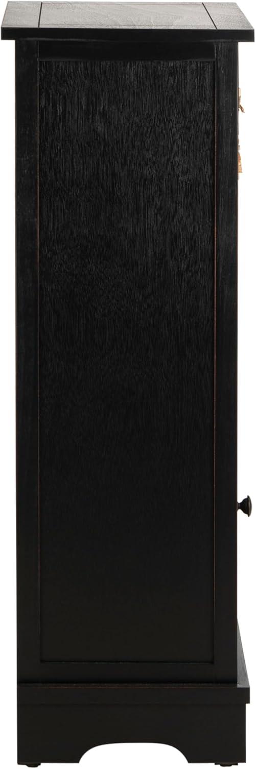 image:imageSAFAVIEH Home Collection Connery Distressed Vintage White Storage Cabinet with Rattan Baskets amp Bottom Door Farmhouse Accent Storage Fully Assembled AMH5742BDistressed Black