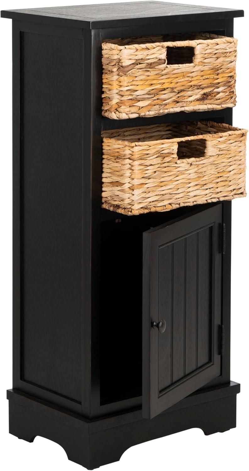 image:imageSAFAVIEH Home Collection Connery Distressed Vintage White Storage Cabinet with Rattan Baskets amp Bottom Door Farmhouse Accent Storage Fully Assembled AMH5742BDistressed Black