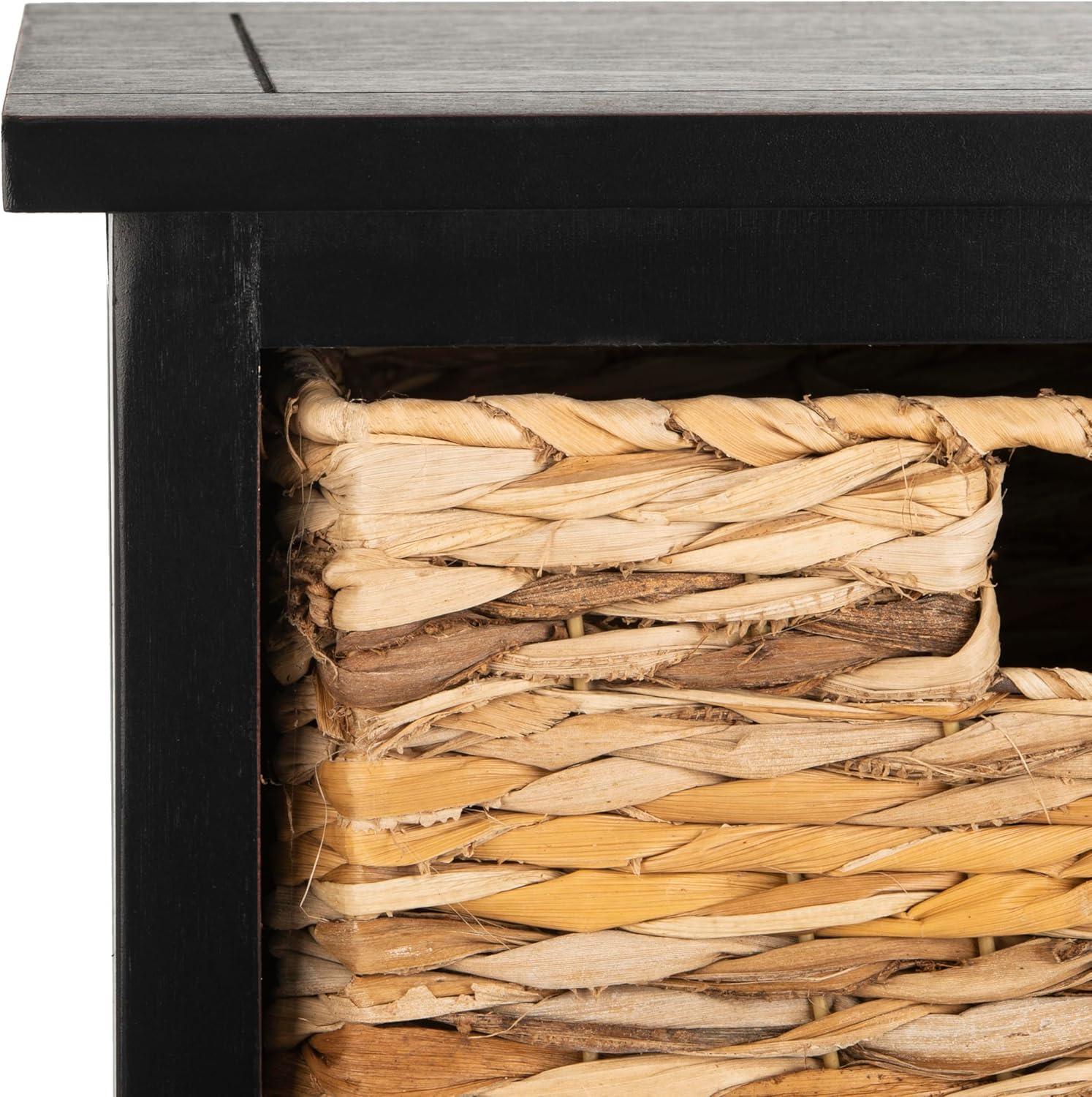 image:imageSAFAVIEH Home Collection Connery Distressed Vintage White Storage Cabinet with Rattan Baskets amp Bottom Door Farmhouse Accent Storage Fully Assembled AMH5742BDistressed Black