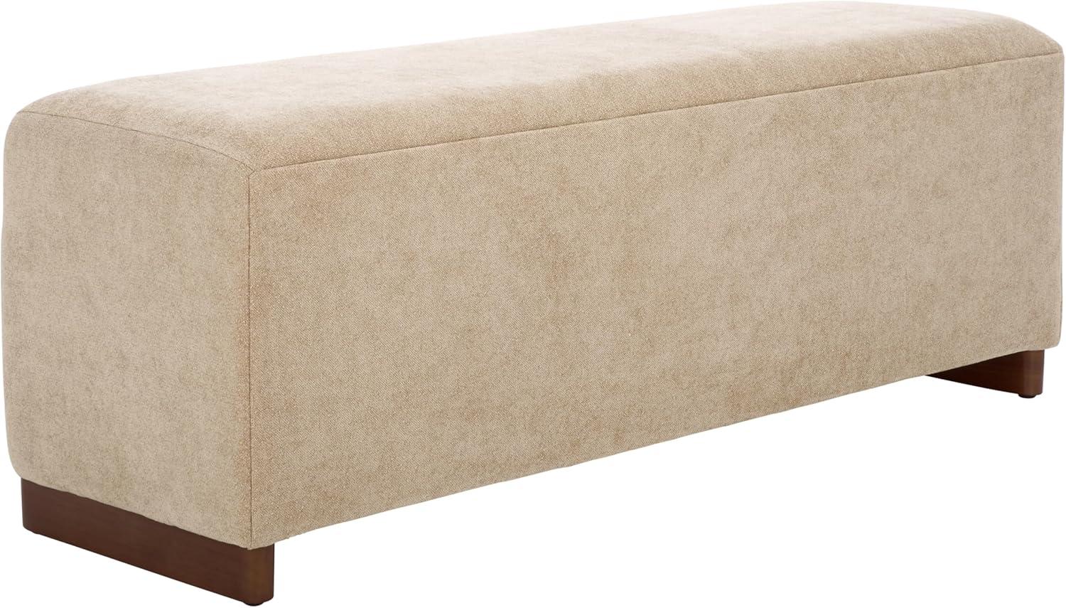 image:imageSAFAVIEH Home Collection Kowal Sand Linen Storage Bench Modern Upholstered Entryway or Bedroom Bench with Hidden Compartment BCH1301ASand