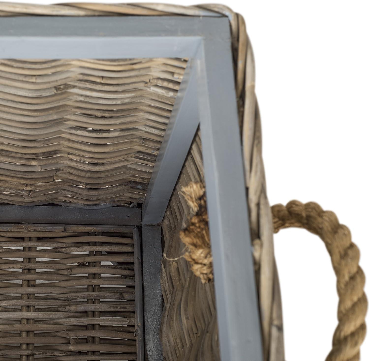 image:imageSAFAVIEH Home Collection Salim Grey Rattan Storage Trunk with Handles Woven Wicker Storage Chest for Living Room Bedroom or Den Fully Assembled SEA7019A