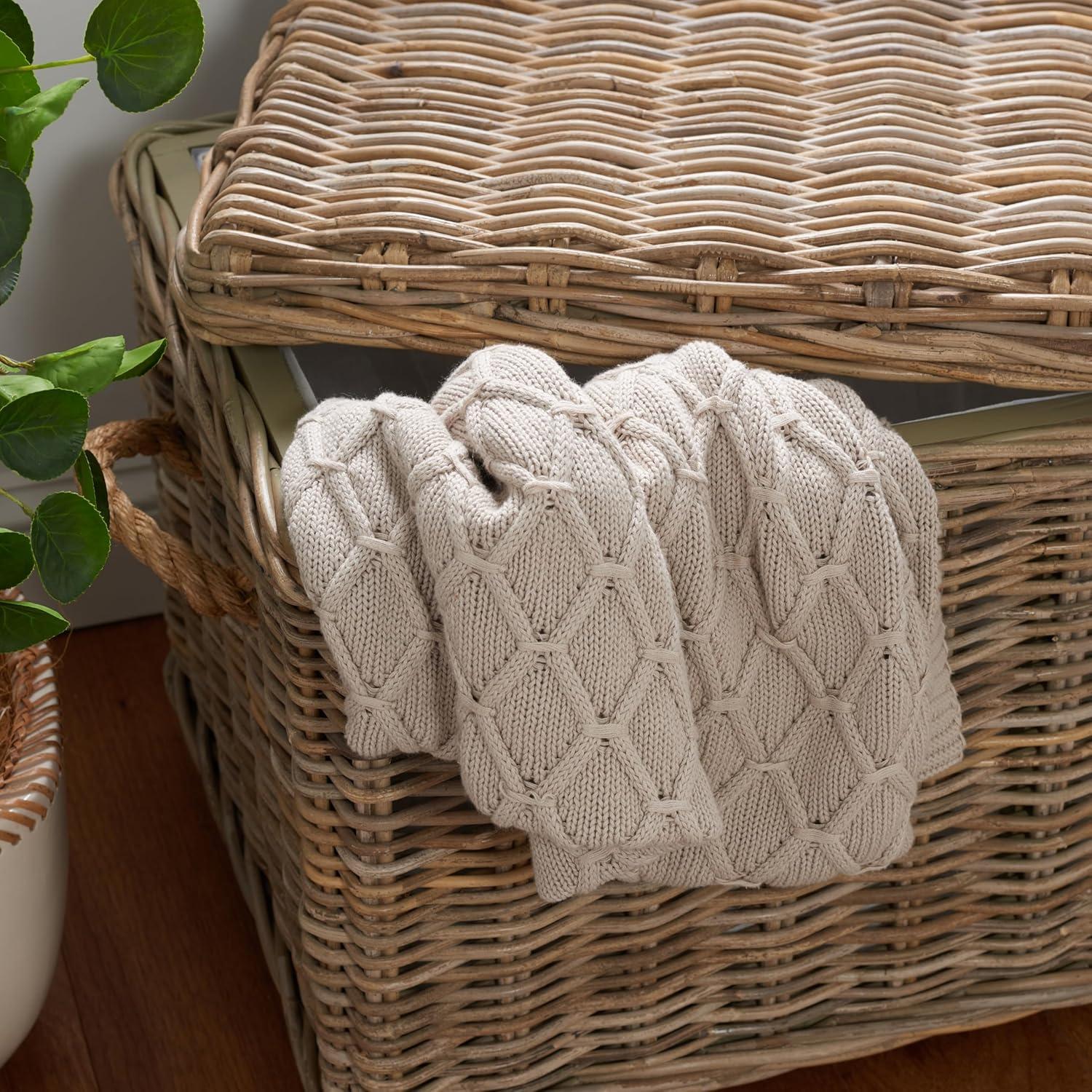 image:imageSAFAVIEH Home Collection Salim Grey Rattan Storage Trunk with Handles Woven Wicker Storage Chest for Living Room Bedroom or Den Fully Assembled SEA7019A