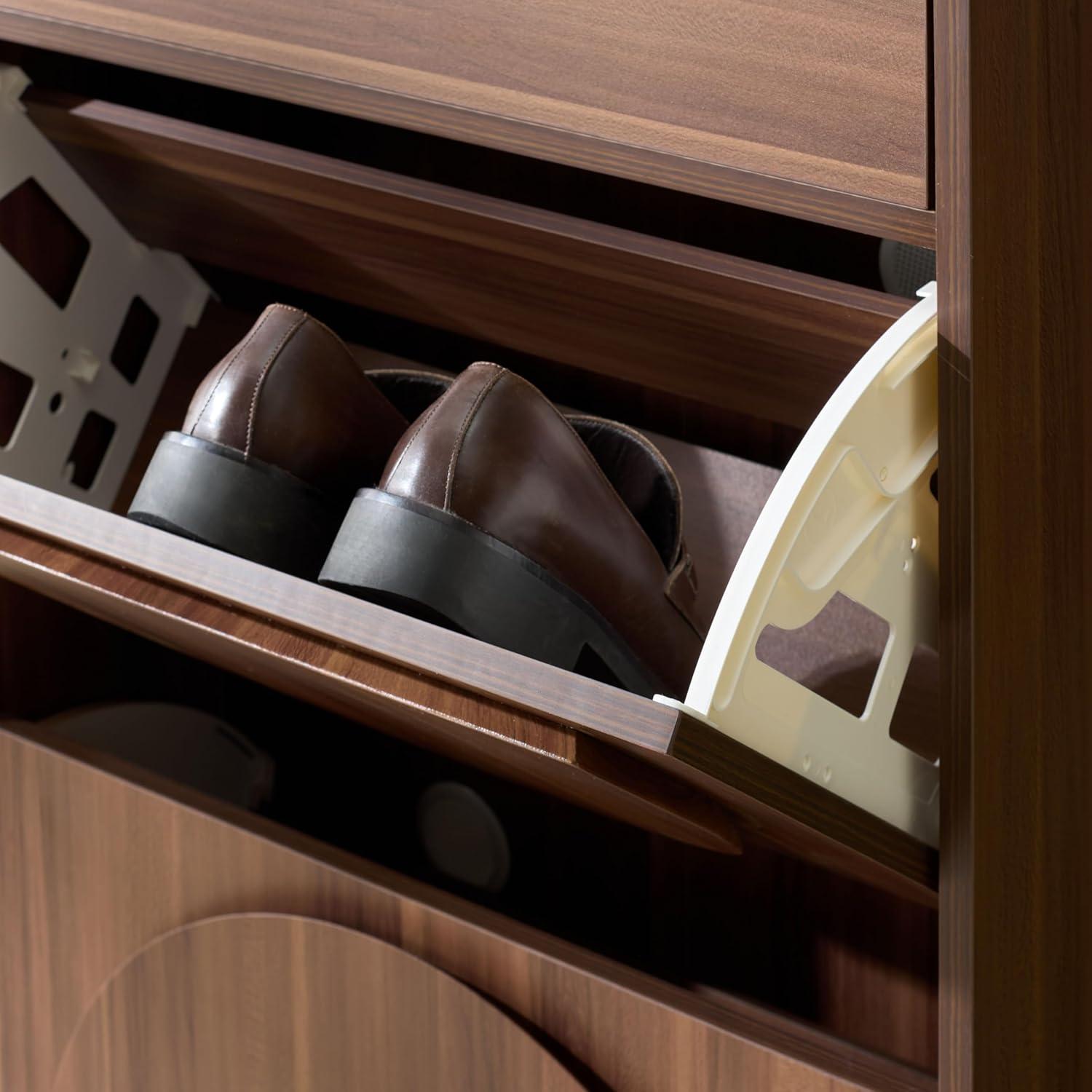 image:imageSAFAVIEH Home Collection Willam Walnut Shoe Rack Modern Slim Storage Cabinet with Drawer amp Shelves SpaceSaving Organizer for Entryway or Hallway STG3100AWalnut