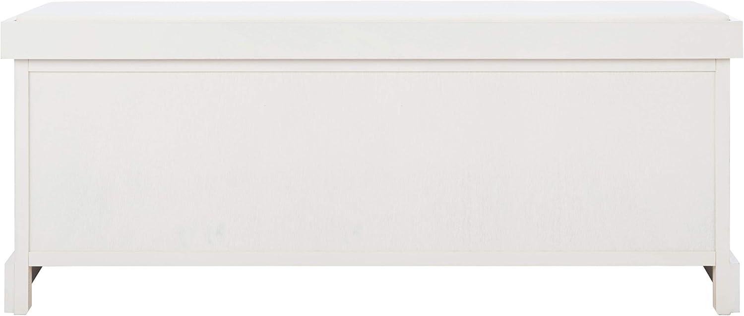 image:imageSAFAVIEH Home Collection Landers Distressed White 3DrawerCushion Storage Bench Fully Assembled BCH5703ADistressed White
