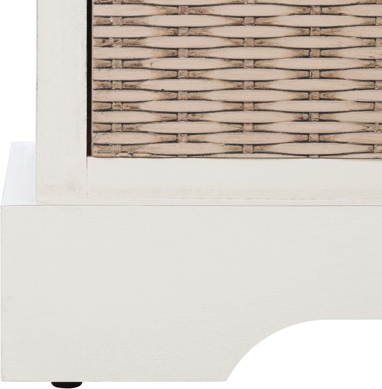 image:imageSAFAVIEH Home Collection Landers Distressed White 3DrawerCushion Storage Bench Fully Assembled BCH5703ADistressed White