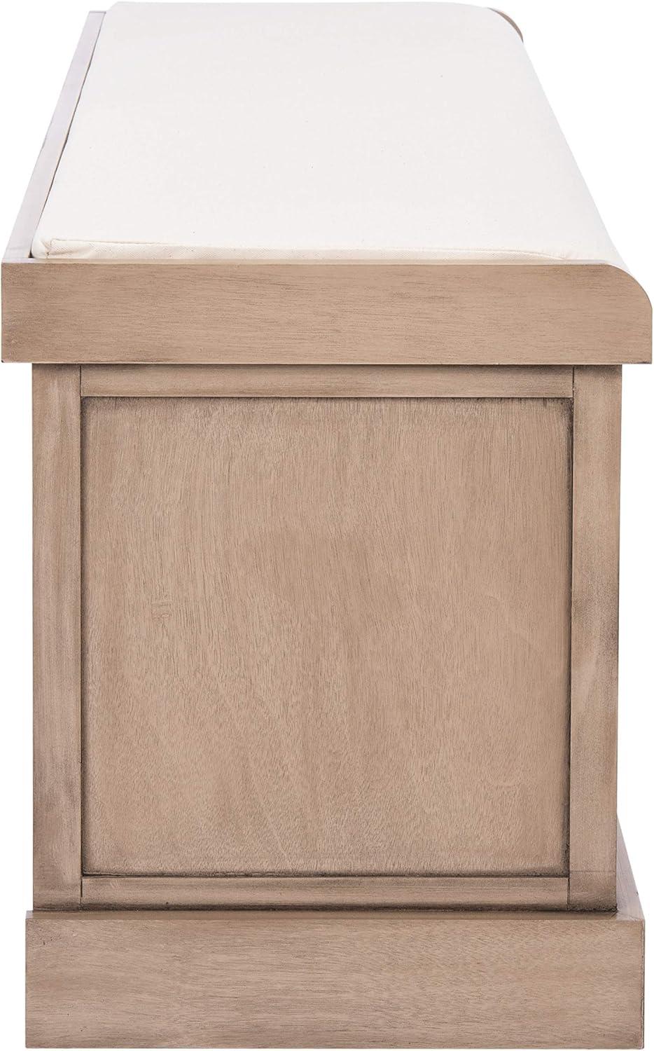 image:imageSAFAVIEH Home Collection Landers Distressed White 3DrawerCushion Storage Bench Fully Assembled BCH5703ASand