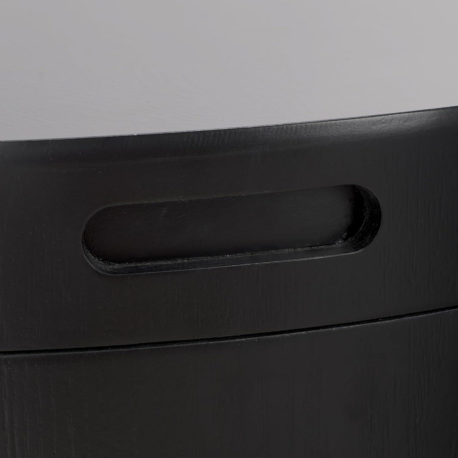 image:imageSAFAVIEH Home Collection Rafaela Black Round Tray Top Storage Coffee Table Fully AssembledBlack