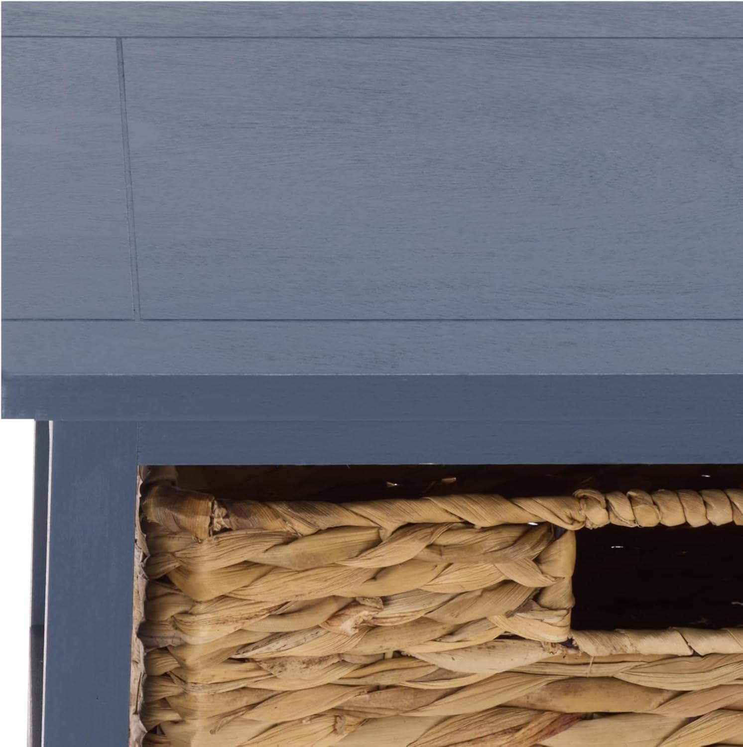 image:imageSAFAVIEH Home Collection Vedette Distressed Black 5Drawer Wicker Basket Storage Tower Fully AssembledBlue
